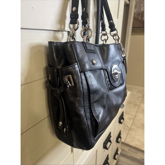 Coach Peyton Black Leather Large Carryall, Style 14510 Shoulder Handbag Purse - Picture 2 of 16